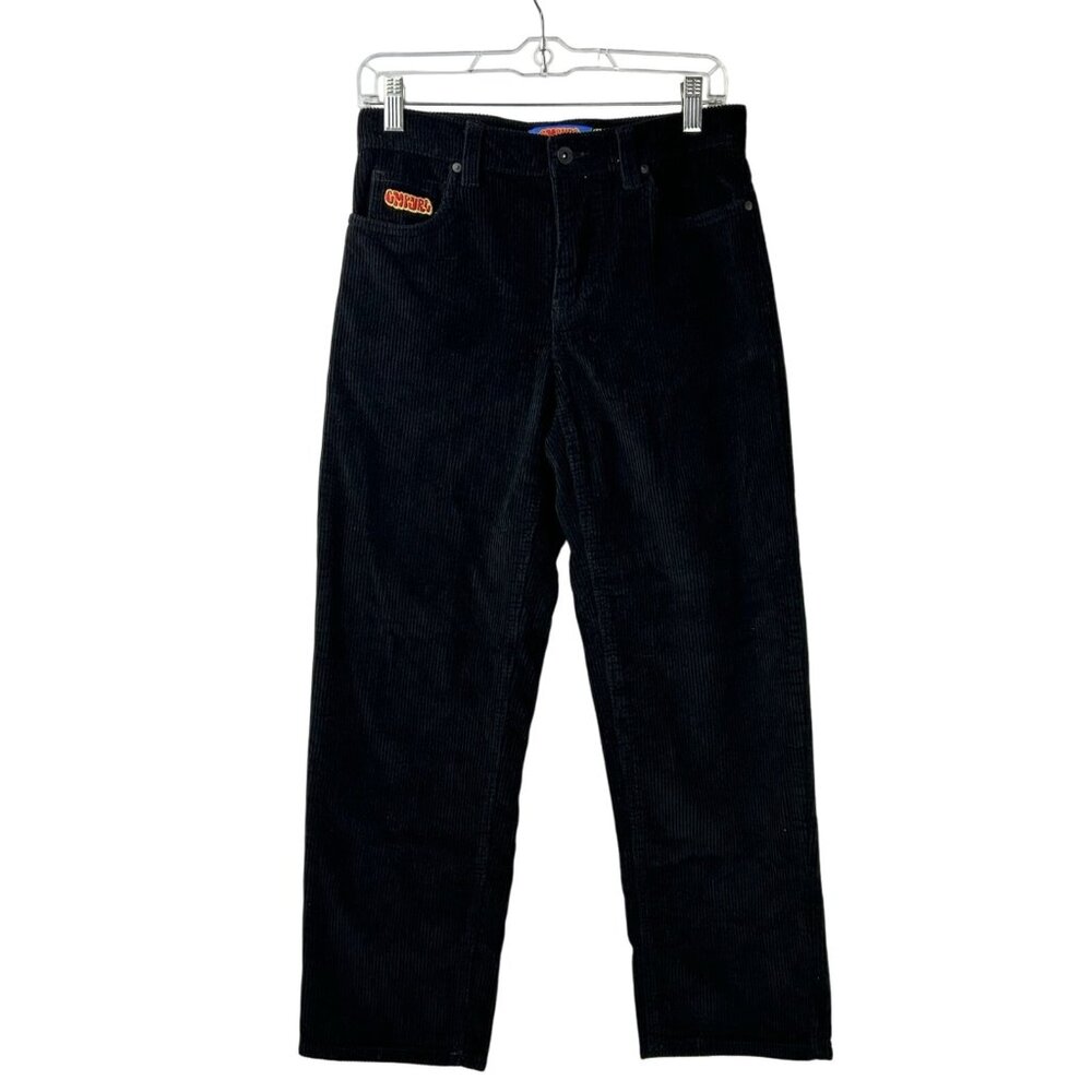 Empyre Pants Unisex 26 Black Coduroy Wide Wale Straight Relax Baggy Skate Y2K